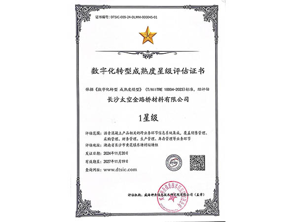 數字化轉型成熟度星級評估證書